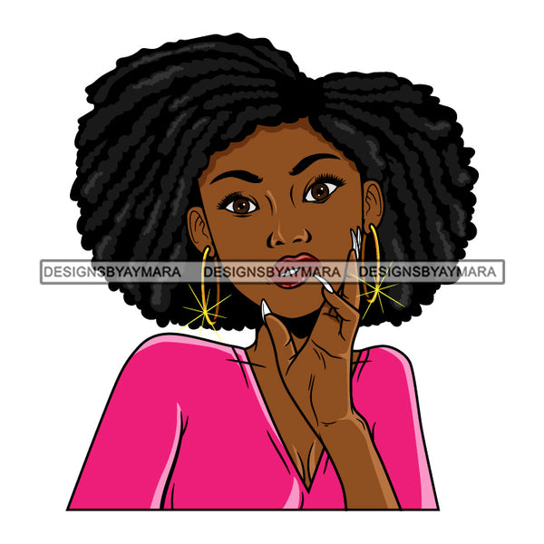 Bundle 5 Afro Beautiful Lola Hand In Her Face Queen Boss Lady Black Woman Nubian Melanin Popping SVG Cutting Files For Silhouette Cricut and More