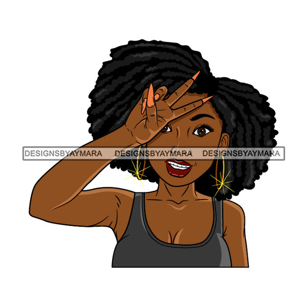Bundle 5 Afro Beautiful Lola Peace Sign Emotion Queen Boss Lady Black Woman Nubian Melanin Popping SVG Cutting Files For Silhouette Cricut and More
