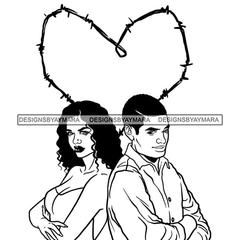 Afro Power Couple Man Woman Relationships Together Soulmates Portrait Melanin Romance Affection True Love SVG JPG PNG Vector Clipart Cricut Silhouette Cut Cutting