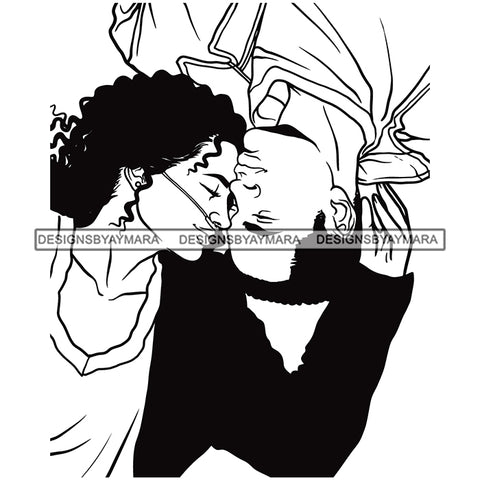 Afro Power Couple Man Woman Relationships Together Soulmates Portrait Melanin Romance Affection True Love SVG JPG PNG Vector Clipart Cricut Silhouette Cut Cutting