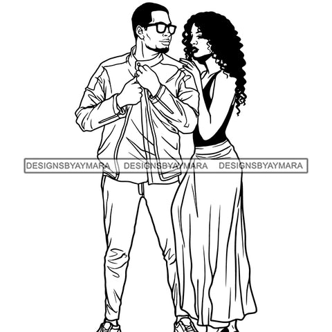 Afro Power Couple Man Woman Relationships Together Soulmates Portrait Melanin Romance Affection True Love SVG JPG PNG Vector Clipart Cricut Silhouette Cut Cutting