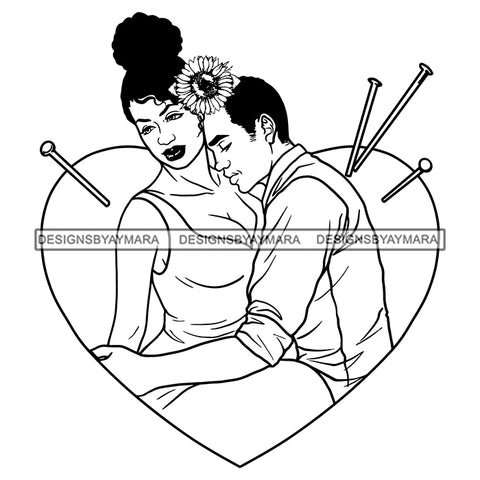 Afro Power Couple Man Woman Relationships Together Soulmates Portrait Melanin Romance Affection True Love SVG JPG PNG Vector Clipart Cricut Silhouette Cut Cutting