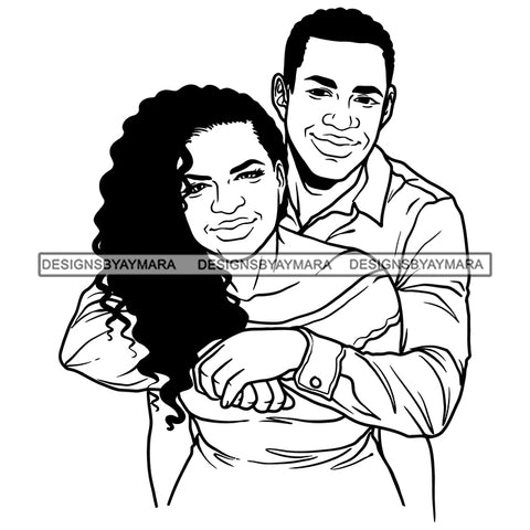 Afro Power Couple Man Woman Relationships Together Soulmates Portrait Melanin Romance Affection True Love SVG JPG PNG Vector Clipart Cricut Silhouette Cut Cutting