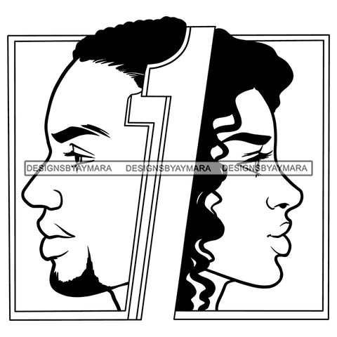 Afro Power Couple Man Woman Relationships Together Soulmates Portrait Melanin Romance Affection True Love SVG JPG PNG Vector Clipart Cricut Silhouette Cut Cutting