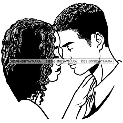 Afro Power Couple Man Woman Relationships Together Soulmates Portrait Melanin Romance Affection True Love SVG JPG PNG Vector Clipart Cricut Silhouette Cut Cutting