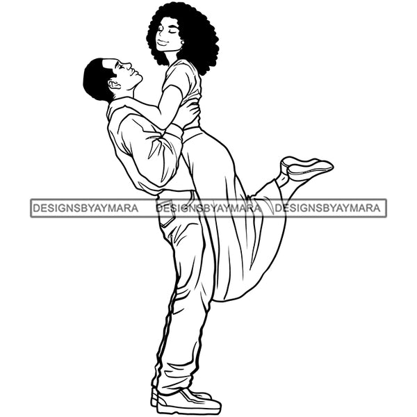 Afro Power Couple Man Woman Relationships Together Soulmates Portrait Melanin Romance Affection True Love SVG JPG PNG Vector Clipart Cricut Silhouette Cut Cutting