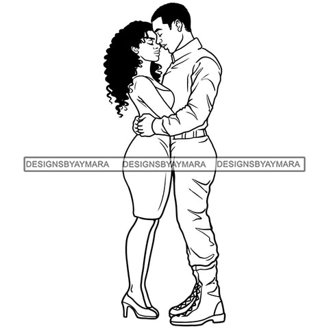 Afro Power Couple Man Woman Relationships Together Soulmates Portrait Melanin Romance Affection True Love SVG JPG PNG Vector Clipart Cricut Silhouette Cut Cutting