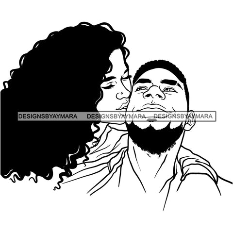 Afro Power Couple Man Woman Relationships Together Soulmates Portrait Melanin Romance Affection True Love SVG JPG PNG Vector Clipart Cricut Silhouette Cut Cutting