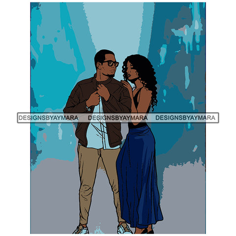 Afro Power Couple Man Woman Relationships Together Soulmates Portrait Melanin Romance Affection True Love SVG JPG PNG Vector Clipart Cricut Silhouette Cut Cutting