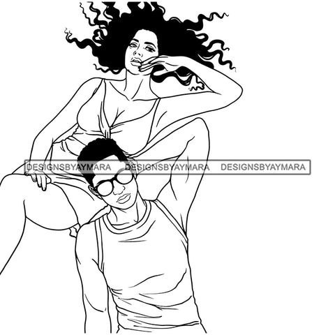 Afro Power Couple Man Woman Relationships Together Soulmates Portrait Melanin Romance Affection True Love SVG JPG PNG Vector Clipart Cricut Silhouette Cut Cutting