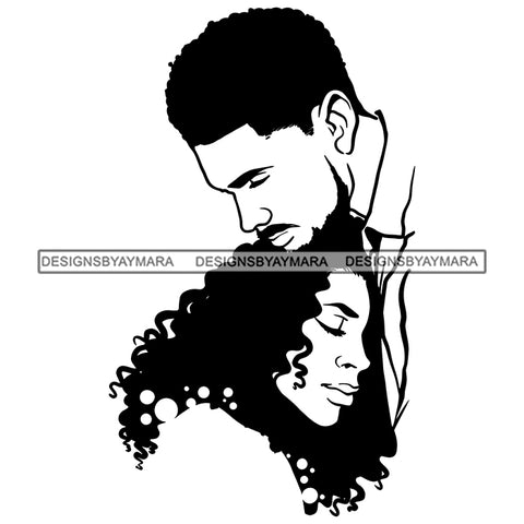 Afro Power Couple Man Woman Relationships Together Soulmates Portrait Melanin Romance Affection True Love SVG JPG PNG Vector Clipart Cricut Silhouette Cut Cutting