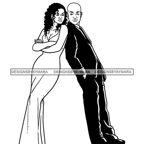 Afro Power Couple Man Woman Relationships Together Soulmates Portrait Melanin Romance Affection True Love SVG JPG PNG Vector Clipart Cricut Silhouette Cut Cutting