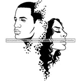 Afro Power Couple Man Woman Relationships Together Soulmates Portrait Melanin Romance Affection True Love SVG JPG PNG Vector Clipart Cricut Silhouette Cut Cutting