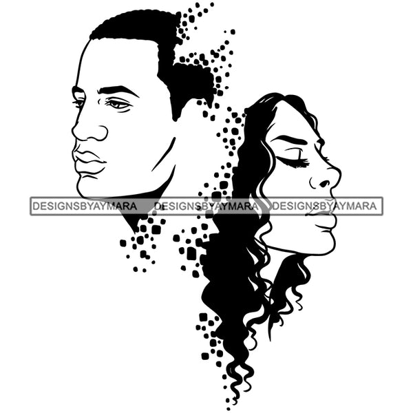 Afro Power Couple Man Woman Relationships Together Soulmates Portrait Melanin Romance Affection True Love SVG JPG PNG Vector Clipart Cricut Silhouette Cut Cutting