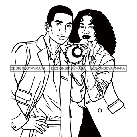 Afro Power Couple Man Woman Relationships Together Soulmates Portrait Melanin Romance Affection True Love SVG JPG PNG Vector Clipart Cricut Silhouette Cut Cutting