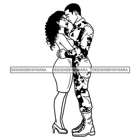 Afro Power Couple Man Woman Relationships Together Soulmates Portrait Melanin Romance Affection True Love SVG JPG PNG Vector Clipart Cricut Silhouette Cut Cutting