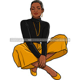 Afro Woman Mature Sitting Down Nubian Classy Flawless Short Hairstyle SVG JPG PNG Designs Cricut Silhouette Cut Cuttings