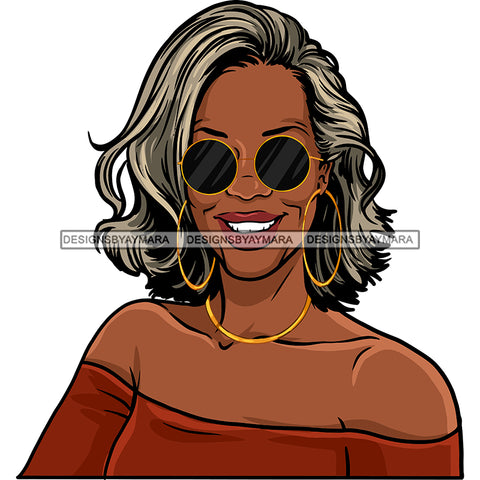 Afro Sexy Woman Mature Portrait Nubian Classy Flawless Sunglasses Grey Wavy Hairstyle SVG JPG PNG Designs Cricut Silhouette Cut Cuttings