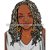 Afro Woman Mature Portrait Nubian Classy Flawless Earrings Necklace Black Magic Grey Curly Hairstyle SVG JPG PNG Designs Cricut Silhouette Cut Cuttings