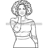Afro Woman Mature Melanin Nubian Classy Flawless Short Hairstyle B/W SVG JPG PNG Designs Cricut Silhouette Cut Cuttings