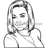 Afro Woman Mature Portrait Nubian Classy Flawless Black Magic Short Straight Hairstyle B/W SVG JPG PNG Designs Cricut Silhouette Cut Cuttings