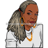 Afro Woman Mature Portrait Nubian Classy Flawless Earrings Necklace Black Magic Grey Dreadlocks Hairstyle SVG JPG PNG Designs Cricut Silhouette Cut Cuttings