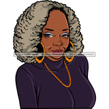 Afro Woman Mature Portrait Nubian Classy Flawless Black Magic Grey Afro Hairstyle SVG JPG PNG Designs Cricut Silhouette Cut Cuttings