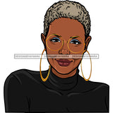 Afro Woman Mature Portrait Nubian Classy Flawless Hoop Earrings Glasses Grey Short Hairstyle SVG JPG PNG Designs Cricut Silhouette Cut Cuttings