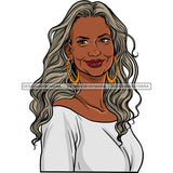 Afro Woman Mature Portrait Nubian Classy Flawless Black Magic Grey Long Curly Hairstyle SVG JPG PNG Designs Cricut Silhouette Cut Cuttings