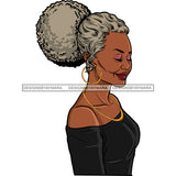 Smiling Black Woman Wrinkles Face Off Shoulder Shirt Earrings Necklace Jewelry Curly Hair Seniors Grandma Older Lady Classy Mature Elderly Girl Magic Melanin Nubian African American Lady SVG JPG PNG Vector Clipart Cricut Silhouette Cut Cutting