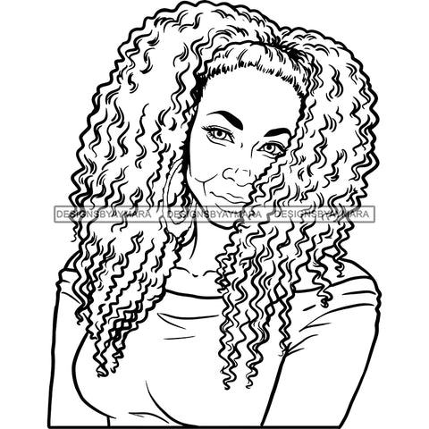 Black Old Woman Off Shoulder Shirt Earrings Jewelry Curly Hair Seniors Grandma Older Lady Classy Mature Elderly Girl Magic Melanin Nubian African American Lady SVG JPG PNG Vector Clipart Cricut Silhouette Cut Cutting Black And White