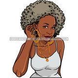 Black Woman Sitting Sexy Hot Dress Gold Earrings Necklace Jewelry Curly Hair Seniors Grandma Older Lady Classy Mature Elderly Girl Magic Melanin Nubian African American Lady SVG JPG PNG Vector Clipart Cricut Silhouette Cut Cutting