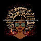 Afro Black Woman Hair Quotes Bamboo Hoop Earrings Sunglasses Afro Hairstyle SVG JPG PNG Cutting Files For Silhouette Cricut More