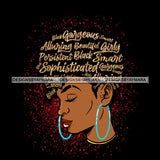 Black Gorgeous Sophisticated Hot Beautiful Woman Face Side View Blue Earrings Lipstick Makeup Curly Hairs Hair Classy Mature Girl Magic Melanin Nubian African American Lady SVG JPG PNG Vector Clipart Cricut Silhouette Cut Cutting