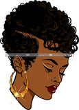 Afro Black Woman Melanin Nubian Side View Hoop Earrings Curly Hairstyle SVG JPG PNG Cutting Files For Silhouette Cricut More