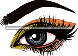 Beautiful Eye Multi Shade Gray Lenz Long Eyebrow Sharp Eyeliner Eyes Makeup SVG JPG PNG Vector Clipart Cricut Silhouette Cut Cutting