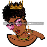 Bundle 4 Afro Woman Queen Gold Crown Melanin Nubian African American Women SVG PNG JPG Cutting Files For Cricut Silhouette and More!