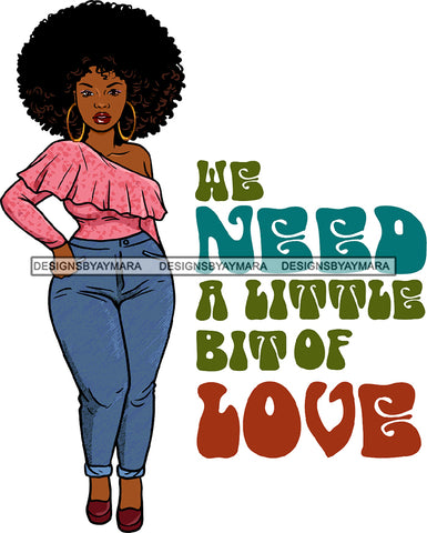 Love Black Woman Golden Gold Earrings Lipstick Makeup Curly Hairs Hair Off Shoulder Dress Shirt Classy Mature Girl Magic Melanin Nubian African American Lady SVG JPG PNG Vector Clipart Cricut Silhouette Cut Cutting