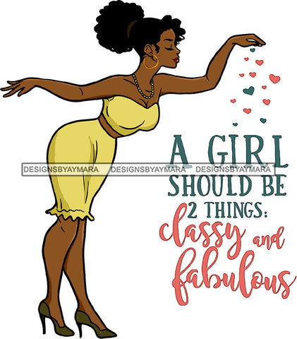 Classy Fabolous Black Hot Woman Wearing Blouse Skirt Heel Shoes Hearts Lipstick Golden Gold Earrings Makeup Curly Hairs Hair  Girl Magic Melanin Nubian African American Lady SVG JPG PNG Vector Clipart Cricut Silhouette Cut Cutting