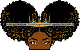 Queen Black Woman Half Face Golden Gold Crown Curly Hairs Hair Long Eyebrows Classy Mature Girl Magic Melanin Nubian African American Lady SVG JPG PNG Vector Clipart Cricut Silhouette Cut Cutting