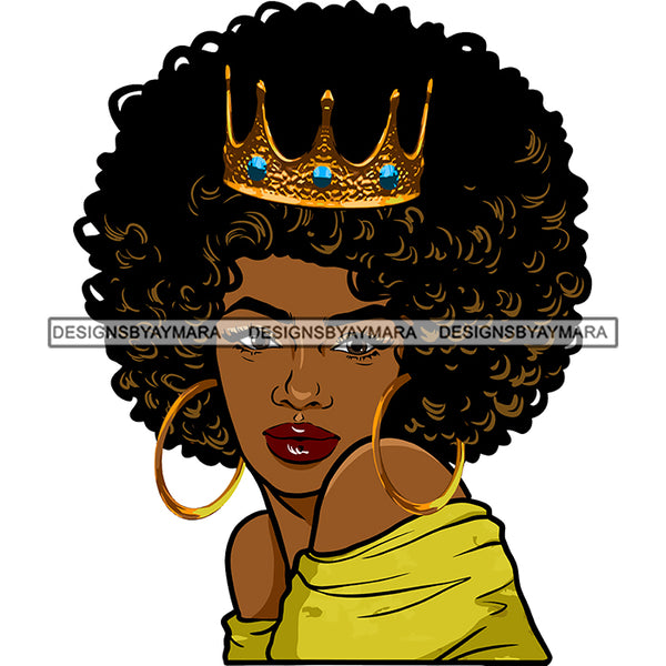 Bundle 4 Afro Woman Queen Gold Crown Melanin Nubian African American Women SVG PNG JPG Cutting Files For Cricut Silhouette and More!