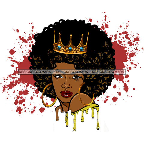 Dripping Sassy Black Crowned Queen Big Hoops Sign JPG PNG  Clipart Cricut Silhouette Cut Cutting