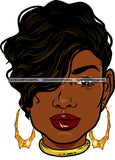 Afro Black Sexy Woman Melanin Hoop Earrings Short Wavy Hairstyle SVG JPG PNG Cutting Files For Silhouette Cricut More