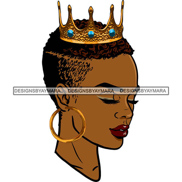 Bundle 4 Afro Woman Queen Gold Crown Melanin Nubian African American Women SVG PNG JPG Cutting Files For Cricut Silhouette and More!