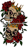Two Skull Head Skeleton Couple Partners Love Dead Death Human Bone Red Rosses Flowers Rose Love Gold Diamond Crown SVG PNG JPG Cut Files For Silhouette Cricut and More!