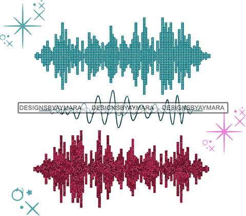 Music Waves Nodes Analog Blue Green Node Music Lover Songs Song Lovers Noise Sound SVG JPG PNG Vector Clipart Cricut Silhouette Cut Cutting