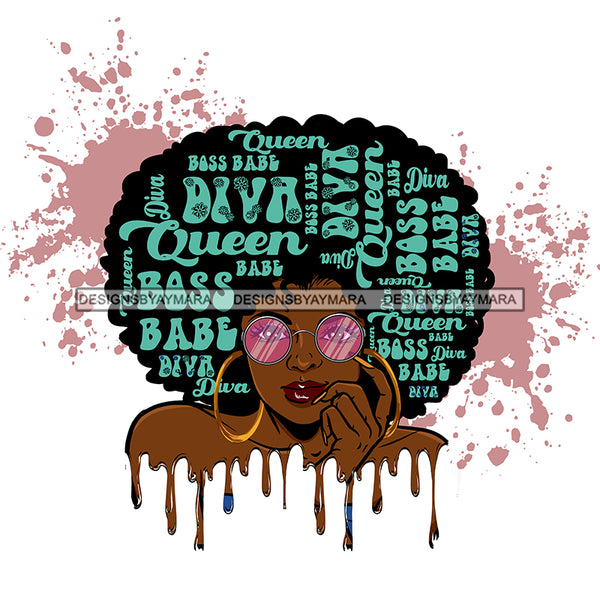 Dripping Sassy Black Woman Boss Babe Diva Splash Of Color JPG PNG  Clipart Cricut Silhouette Cut Cutting