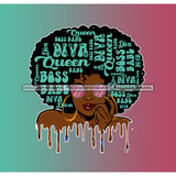 Dripping Sassy Black Woman Boss Babe Diva Pink And Green Background JPG PNG  Clipart Cricut Silhouette Cut Cutting