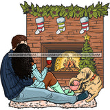 Mixed Couple Black Caucasian Fireplace Dog  JPG PNG  Clipart Cricut Silhouette Cut Cutting