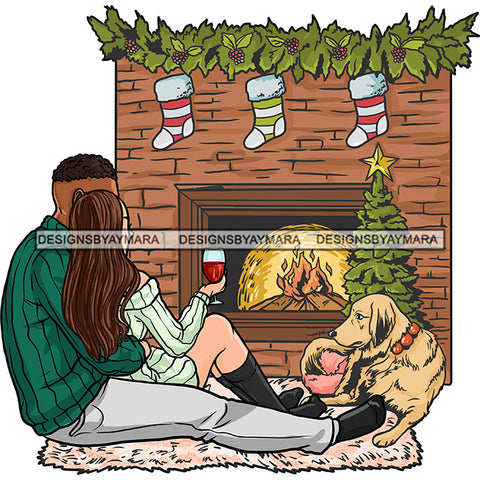 Mixed Couple Black Caucasian Fireplace Dog  JPG PNG  Clipart Cricut Silhouette Cut Cutting